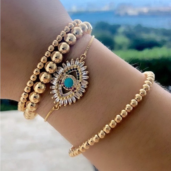 Enewton Inspired Gold Bead Bracelets Set of 3, 18K Gold Plated *TREND ALERT* - Picture 4 of 4